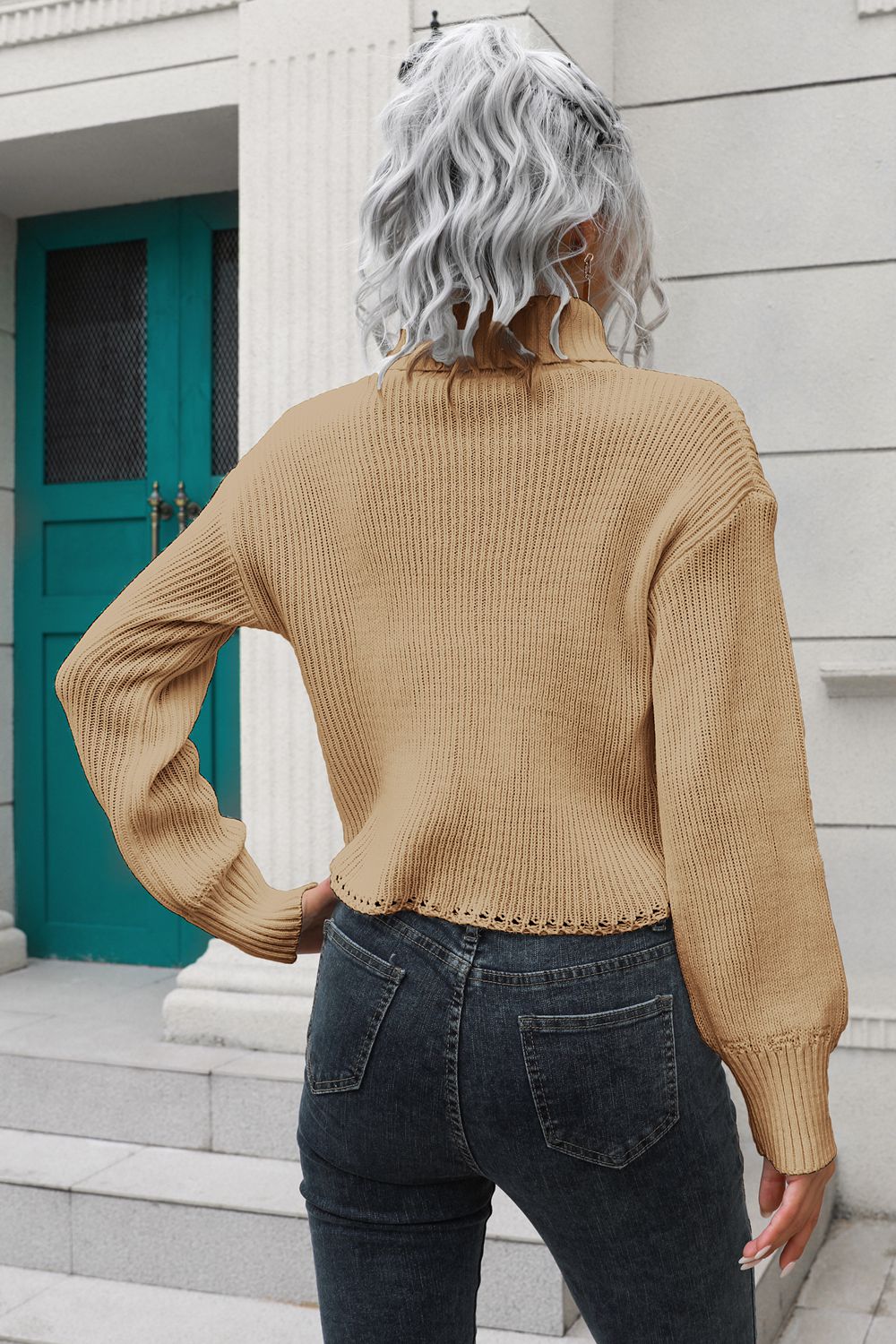 Turtleneck Dropped Shoulder Sweater - Guy Christopher 