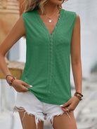 Spliced Lace V-Neck Sleeveless Tank - Guy Christopher 