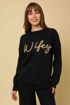 Gilli Full Size WIFEY Graphic Pullover Sweater - Guy Christopher 