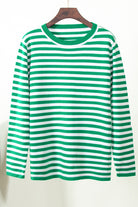 Striped Round Neck Long Sleeve Sweater - Guy Christopher 