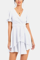 Surplice Neck Flutter Sleeve Dress - Guy Christopher 