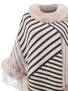 Striped Fringe Hem Poncho - Guy Christopher 