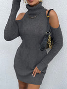 Turtleneck Cold-Shoulder Sweater Dress - Guy Christopher 