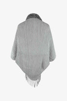 Striped Open Front Fringe Poncho - Guy Christopher 