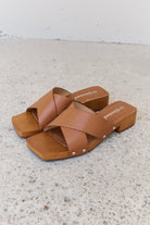 Weeboo Step Into Summer Criss Cross Wooden Clog Mule in Brown - Guy Christopher 