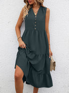 V-Neck Sleeveless Tiered Dress - Guy Christopher 