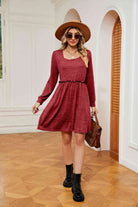 Square Neck Long Sleeve Dress - Guy Christopher 