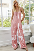 Tie-Dye Spaghetti Strap Jumpsuit with Pockets - Guy Christopher 