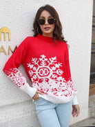 Snowflake Pattern Mock Neck Sweater - Guy Christopher 