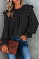 Smocked Flounce Sleeve Blouse - Guy Christopher 