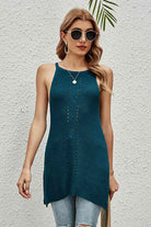 Slit Sleeveless Knit Dress - Guy Christopher 