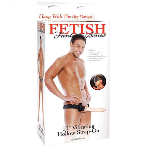 10in Vibrating Hollow Strap On - Beige - Guy Christopher