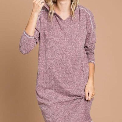 Culture Code Full Size Hooded Long Sleeve Sweater Dress