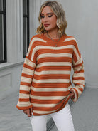 Striped Dropped Shoulder Sweater - Guy Christopher 