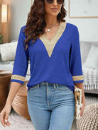 V-Neck Eyelet Blouse - Guy Christopher 