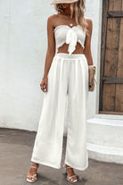 Smocked Tube Top and Wide Leg Pants Set - Guy Christopher 