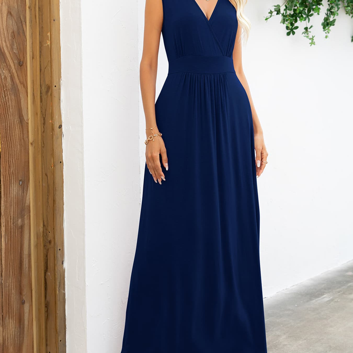 Surplice Neck Sleeveless Maxi Dress - Guy Christopher 