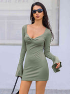 Twisted Flare Sleeve Mini Dress - Guy Christopher 