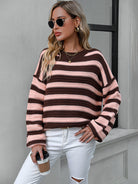 Striped Dropped Shoulder Sweater - Guy Christopher 