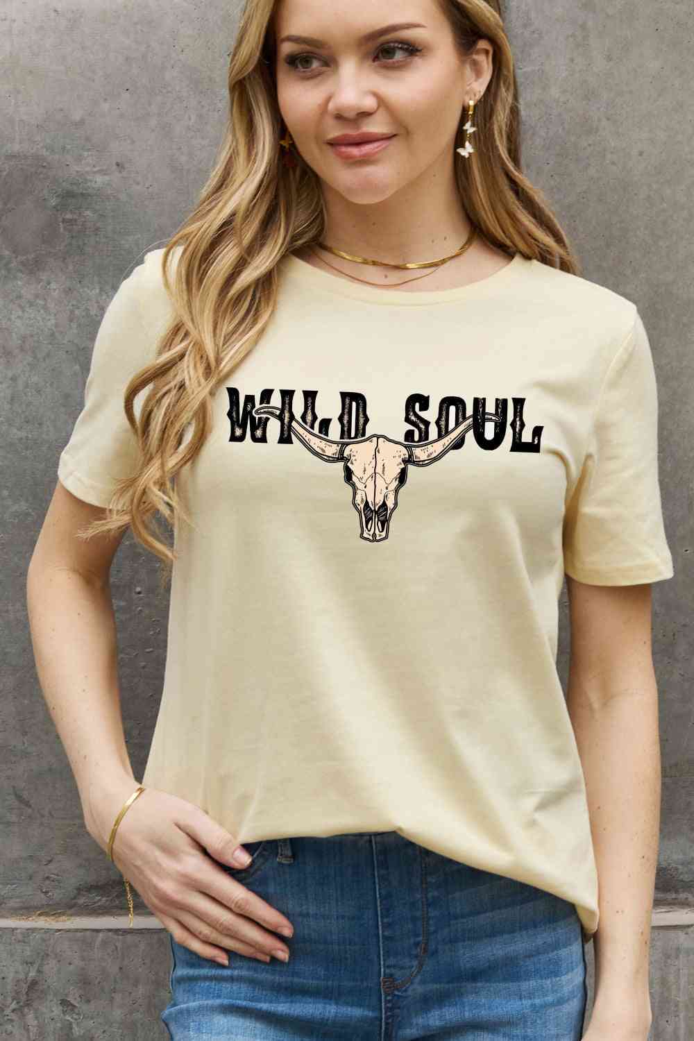Simply Love Full Size WILD SOUL Graphic Cotton Tee - Guy Christopher 