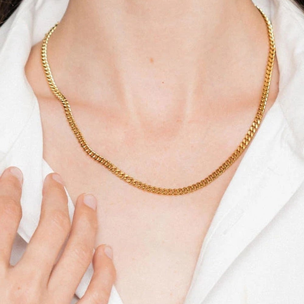 18K Gold Plated Curb Chain Necklace - Guy Christopher