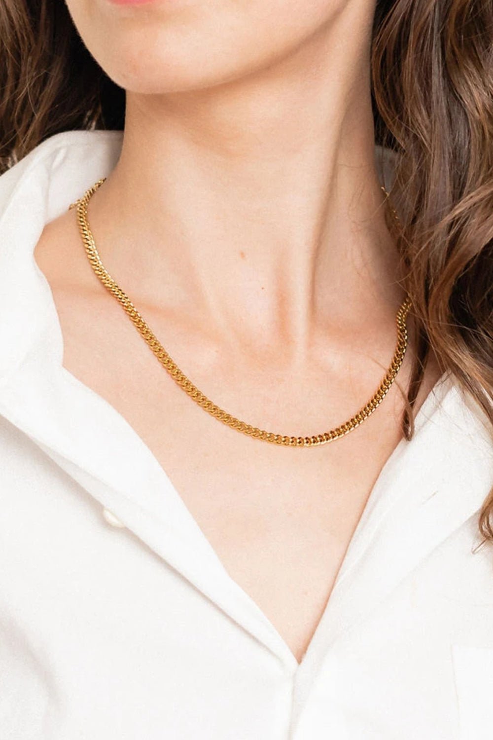 18K Gold Plated Curb Chain Necklace - Guy Christopher