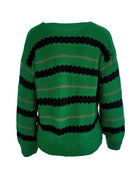 Striped Round Neck Long Sleeve Sweater - Guy Christopher 