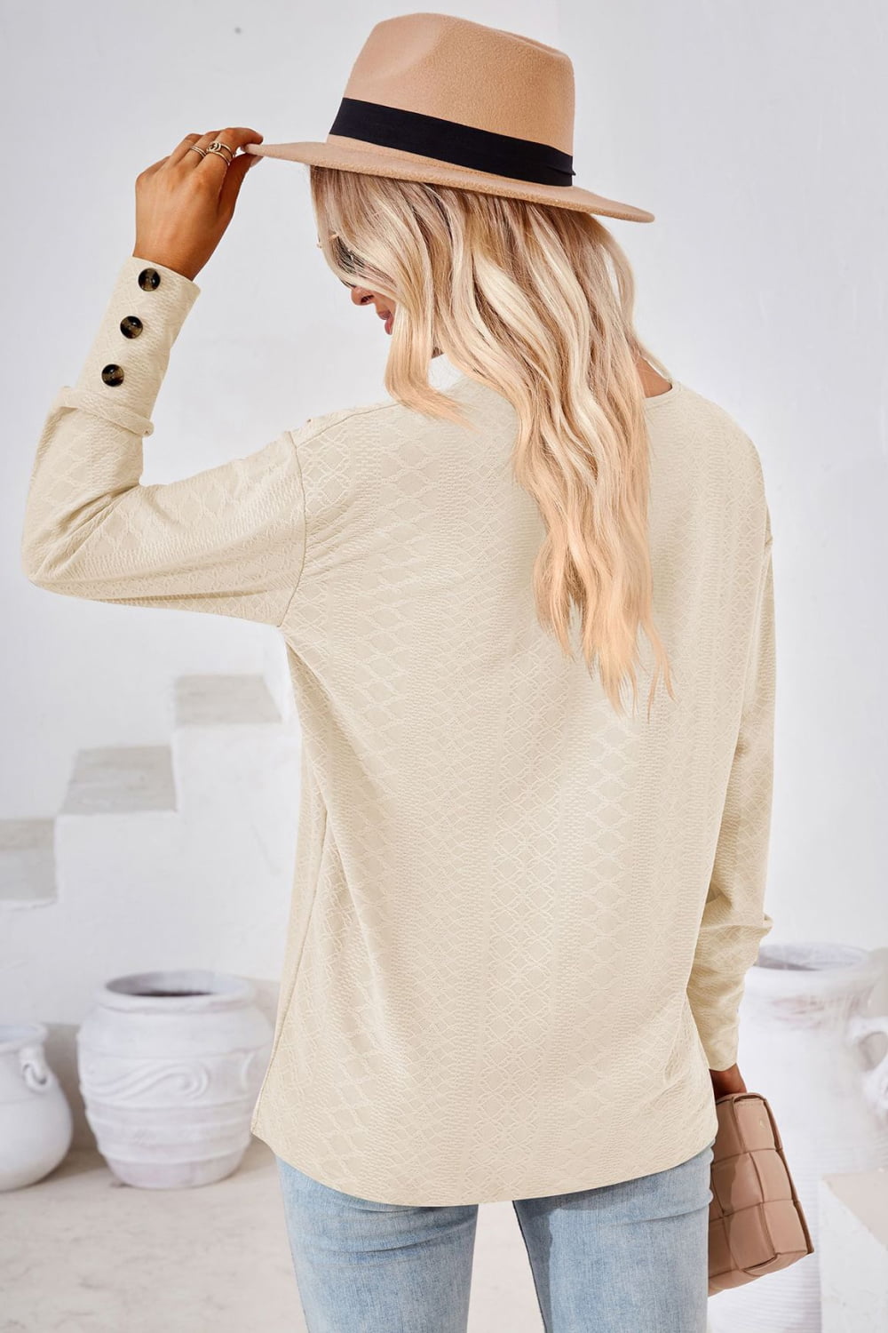 V-Neck Long Sleeve Blouse - Guy Christopher 