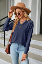 V-Neck Long Sleeve Blouse - Guy Christopher 