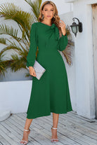 Twisted Long Sleeve Midi Dress - Guy Christopher 