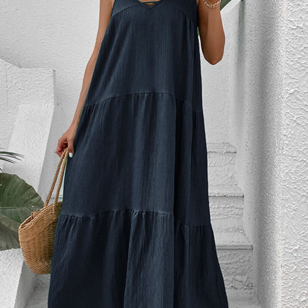 Tie-Shoulder Tiered Maxi Dress - Guy Christopher 