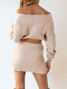 Surplice Neck Long Sleeve Sweater Dress - Guy Christopher 