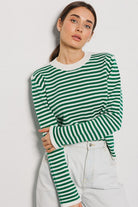 Striped Round Neck Long Sleeve Sweater - Guy Christopher 