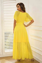 Tie Waist Flutter Sleeve Maxi Dress - Guy Christopher 