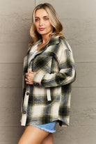 Zenana By The Fireplace Oversized Plaid Shacket in Olive - Guy Christopher 