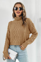 Turtleneck Dropped Shoulder Sweater - Guy Christopher 