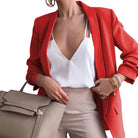 2021 Autumn Coat Pocket Women's Cardigan Jacket Solid Fashion Lapel Slim Blazer Coat Plus Size - Guy Christopher