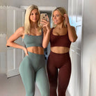 2022 AOLA Seamless Women Workout fitness leggings for female sport sexy nude bra Yoga set - Guy Christopher