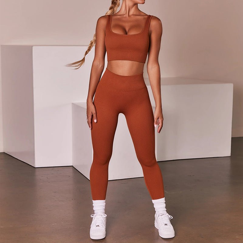 2022 women clothes Sexy Workout Clothing High Waist Pants Sports Bra Leggings Gym Fitness Set Seamless Yoga Suit Activewear - Guy Christopher