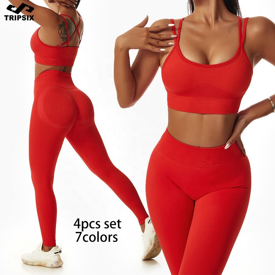 2023 New Arrival Women Seamless Rib Sportswear Active Gym Wear Set Fitness Clothing Short Yoga Wear Set - Guy Christopher