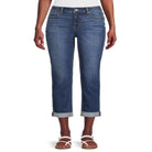 "Ultimate Comfort and Style: Time & Tru Women's Rolled Cuff Boyfriend Jean, Available in Sizes 2-20!"