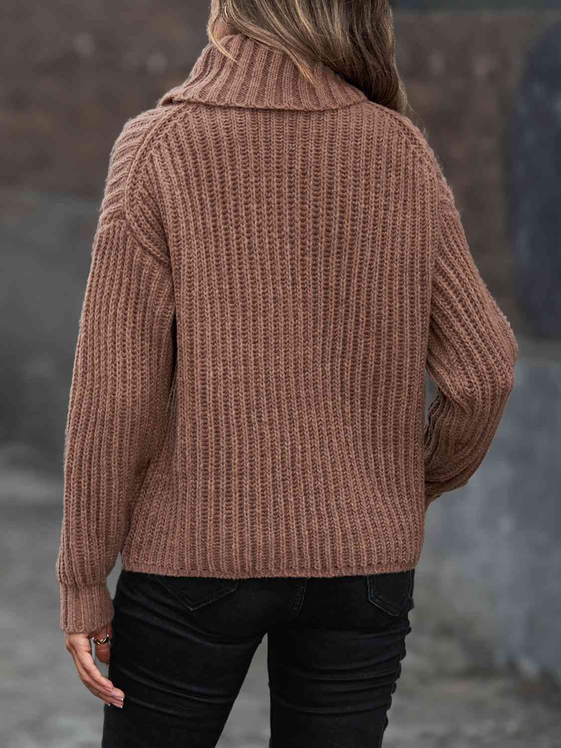 Turtleneck Rib-Knit Sweater - Guy Christopher 