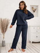 Teddy Long Sleeve Top and Pants Lounge Set - Guy Christopher 