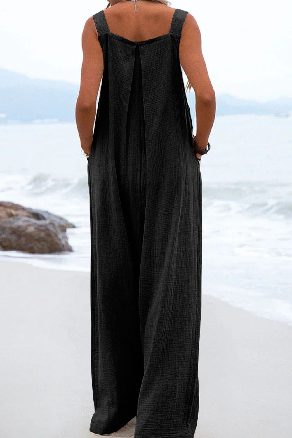Sleeveless Wide Leg Jumpsuit with Pockets - Guy Christopher 