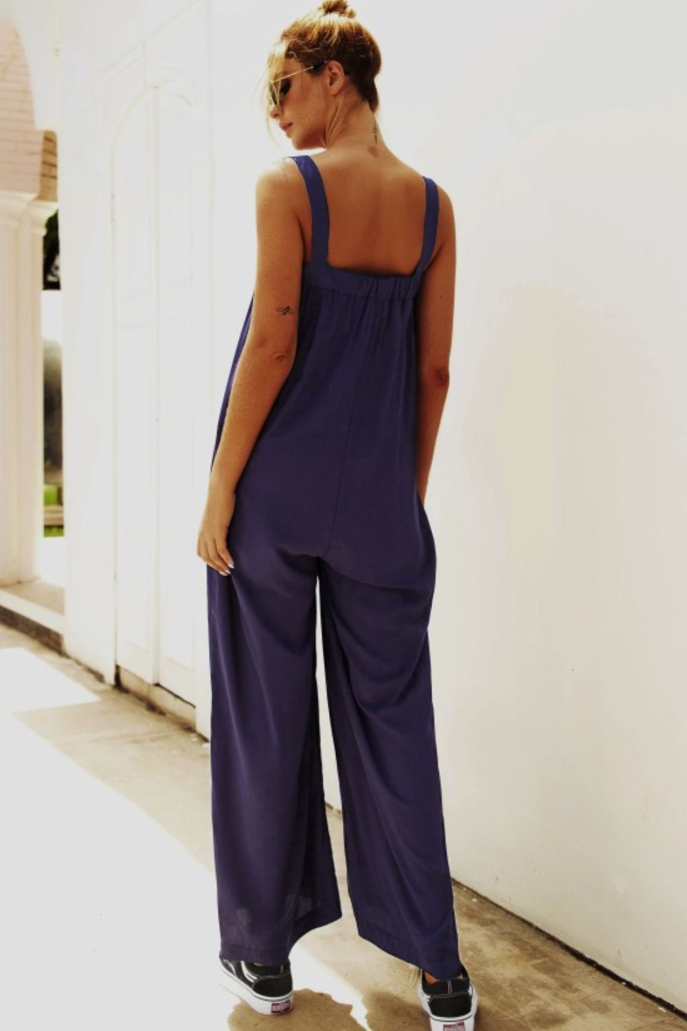 Wide Strap Wide Leg Jumpsuit - Guy Christopher 