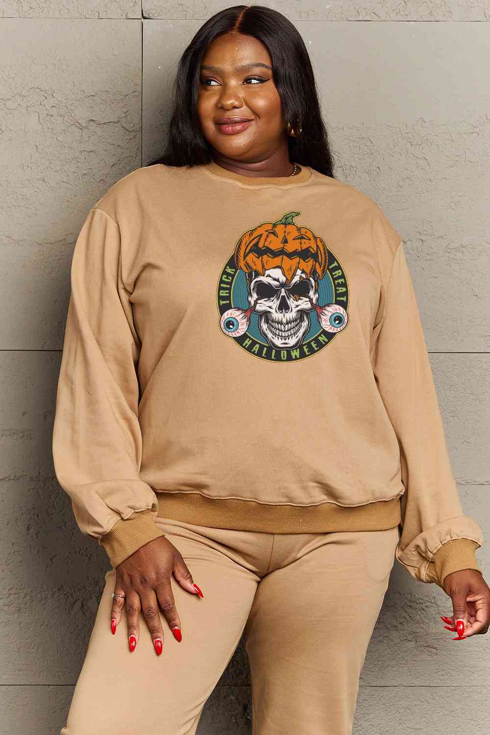 Simply Love Full Size Skull Graphic Sweatshirt - Guy Christopher 