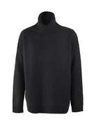 Turtleneck Dropped Shoulder Slit Sweater - Guy Christopher 