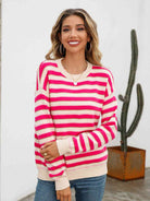 Striped Drop Shoulder Knit Top - Guy Christopher 