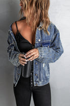 Studded Button Down Denim Jacket - Guy Christopher 