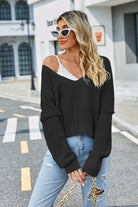 V-Neck Long Sleeve Sweater - Guy Christopher 